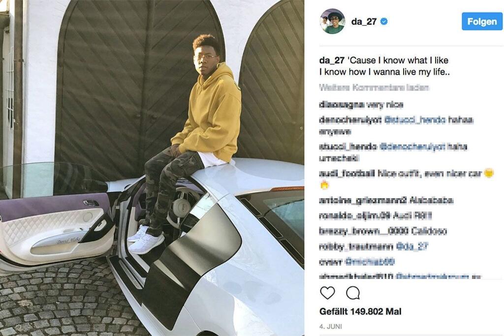 David Alaba jazdí na Audi R8 GT, má ale aj Audi RS7 Sportback.