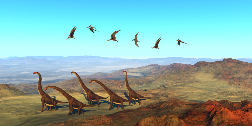 Giraffatitan,Dinosaurs,3d,Illustration,-,A,Herd,Of,Giraffatitan,Dinosaurs
