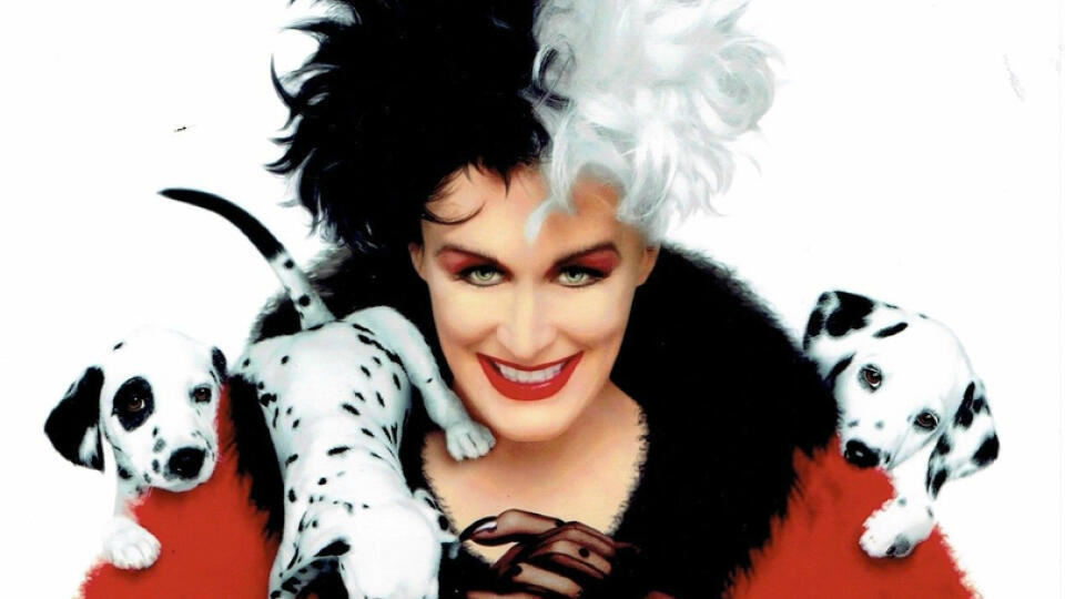 Americká herečka Glenn Close sa vo filme 101 dalamtincov predstavila v úlohe Cruella de Vill.