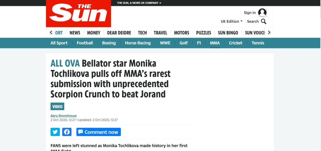 Na účet Chochlíkovej sa Bellatoru aj mnohým ďalším prestížnym médiám podaril trapas, ktorý si po skvelom výkone nezaslúžila. Tentoraz si nepomýlili jej národnosť so slovinskou, ale totálne jej skomolili priezvisko.