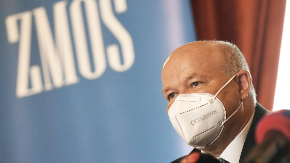 Na snímke predseda Združenia miest a obcí Slovenska (ZMOS) Branislav Tréger počas tlačovej konferencie Združenia miest a obcí Slovenska v Košiciach 14. mája 2021. FOTO TASR – František Iván