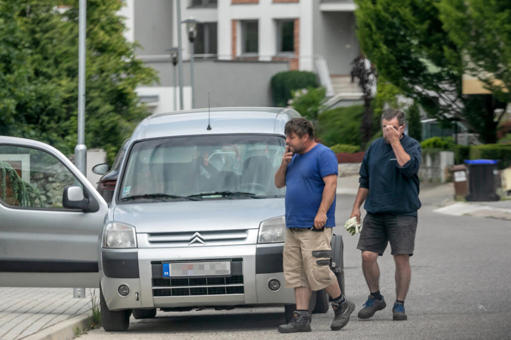 Gáborík krátko po narodení musel stíhať aj bežné povinnosti. Do jeho domu prišli záhradníci, ktorí dohliadajú na luxusný pozemok.