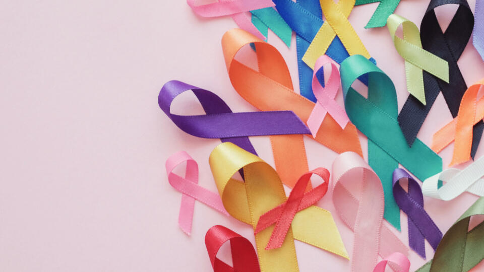 All,Color,Ribbons,On,Pink,Background,,Cancer,Awareness,,World,Cancer