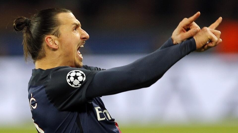 SY 85 Paríž - Hráč PSG Zlatan Ibrahimovič oslavuje svoj úvodný gól v prvom osemfinálovom zápase Ligy majstrov PSG - FC Chelsea v Paríži 16. februára 2016. FOTO TASR/AP
PSG's Zlatan Ibrahimovic celebrates his opening goal during the Champions League round of 16, 1st leg soccer match between Paris Saint Germain and Chelsea at the Parc des Princes stadium in Paris, France, Tuesday, Feb. 16, 2016. (AP Photo/Christophe Ena)