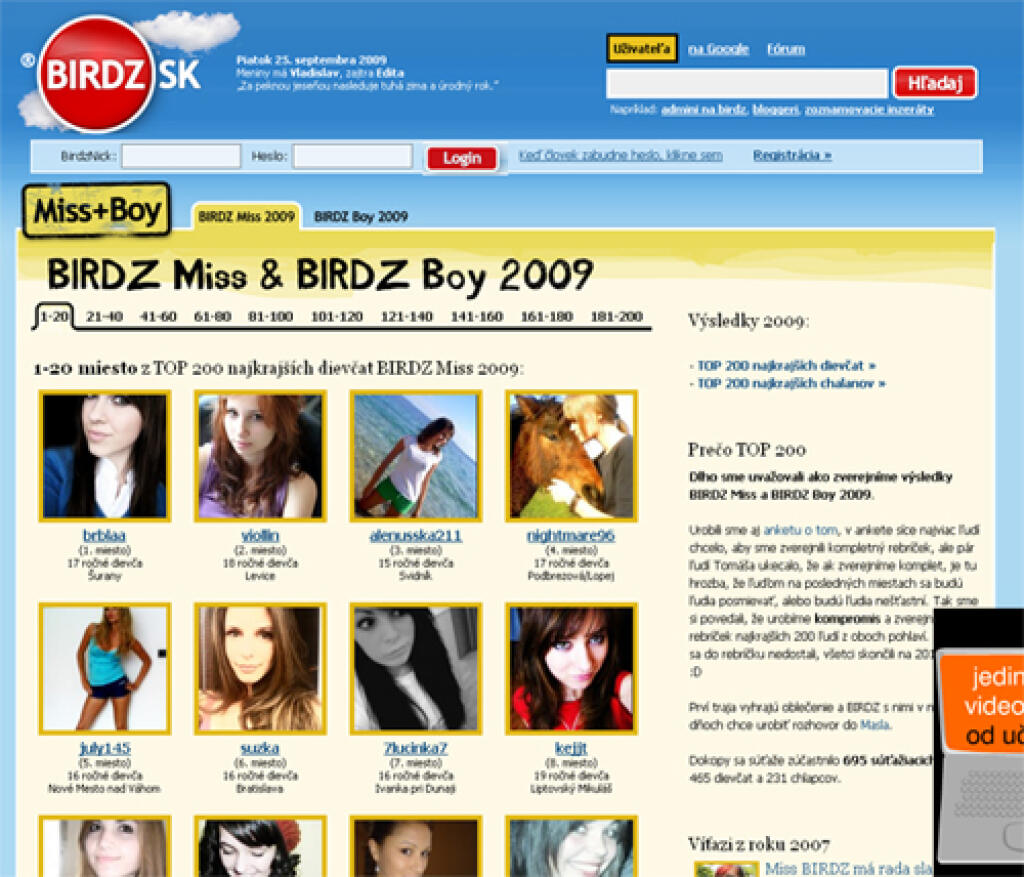 Birdz.sk je na hrane s fotkami polonahých dievčat