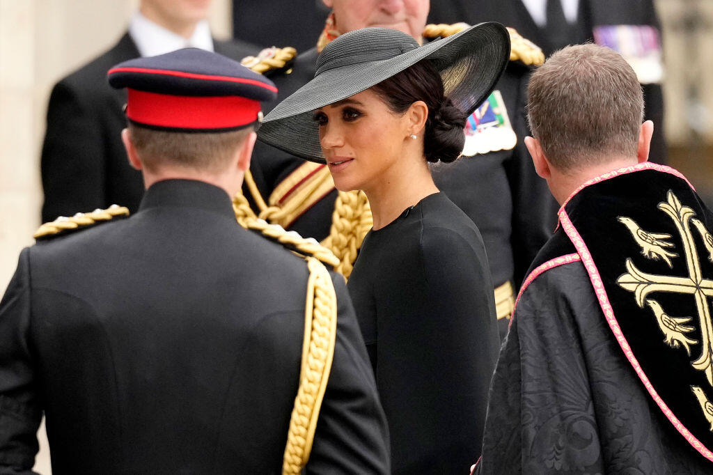 Meghan na pohrebe kráľovnej Alžbety II.