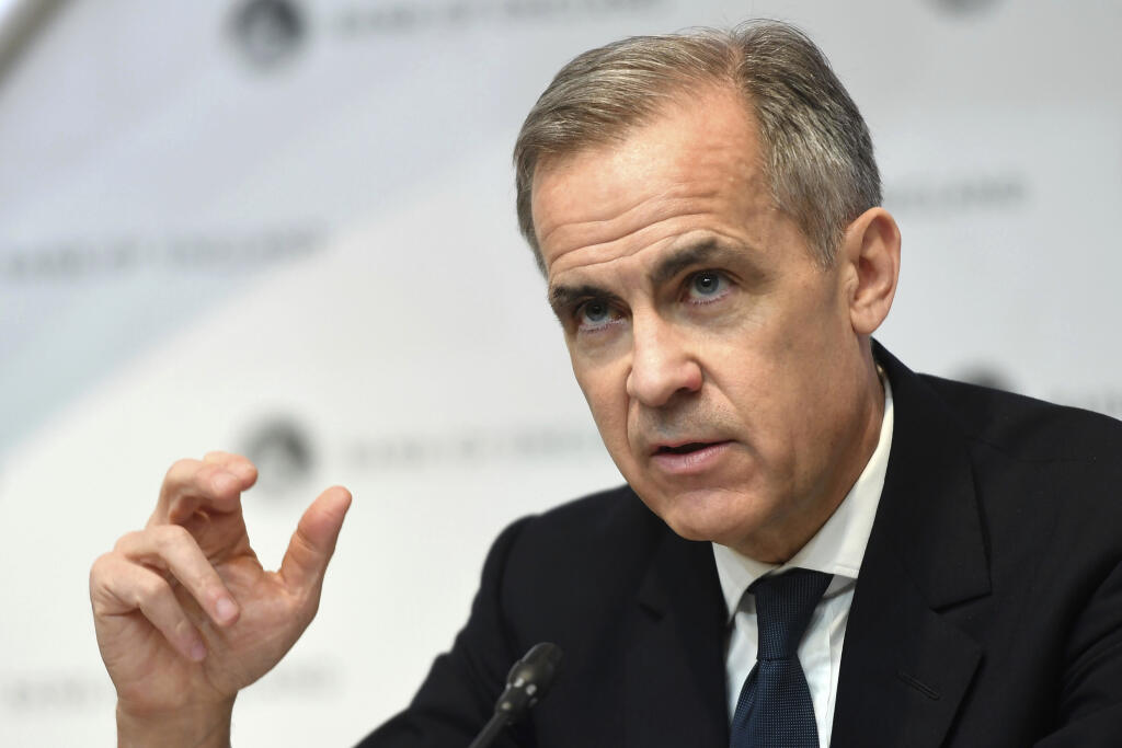 KK5 Londýn - Guvernér britskej centrálnej banky (Bank of England, BoE) Mark Carney hovorí počas tlačovej konferencie 11. marca 2020 v Londýne. Britská centrálna banka nečakane znížila hlavnú úrokovú sadzbu o 50 bázických bodov s cieľom podporiť ekonomiku, ktorá zápasí s dôsledkami rýchlo sa šíriaceho nového koronavírusu. Bank of England (BoE) v stredu oznámila, že jej výbor pre menovú politiku jednohlasne rozhodol o znížení hlavnej úrokovej sadzby z 0,75 % na 0,25 %. FOTO TASR/AP
Governor of the