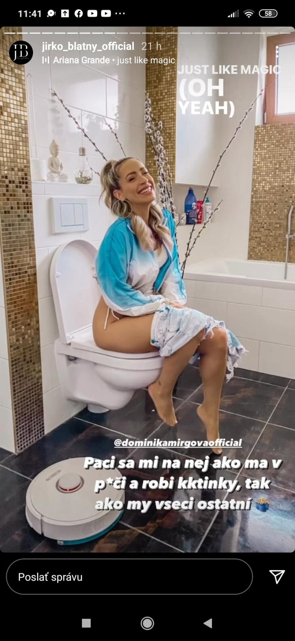 Mirgová na toalete.