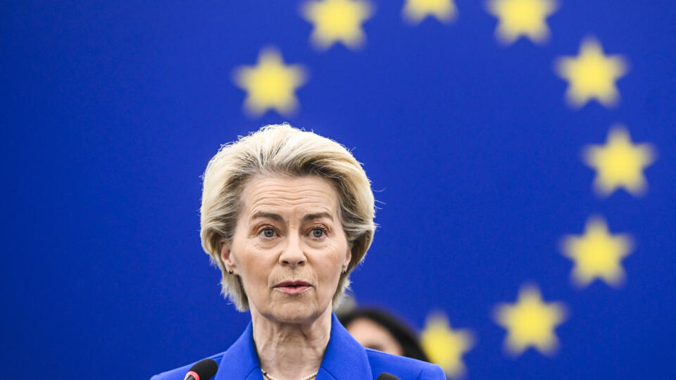 JB 31 Štrasburg - Predsedníčka Európskej komisie (EK) Ursula von der Leyenová počas prejavu na plenárnom zasadnutí Európskeho parlamentu (EP) v Štrasburgu 18. decembra 2024. FOTO TASR/AP
European Commission president Ursula von der Leyen addresses the European Parliament, Wednesday, Dec. 18, 2024 in Strasbourg, eastern France. (AP Photo/Pascal Bastien)