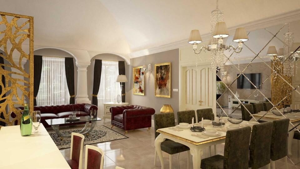 Vizualizácia budúceho interiéru apartmánu.