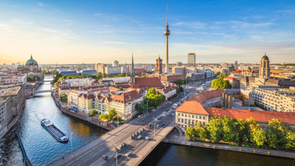Aerial,View,Of,Berlin,Skyline,And,Spree,River,In,Beautiful
