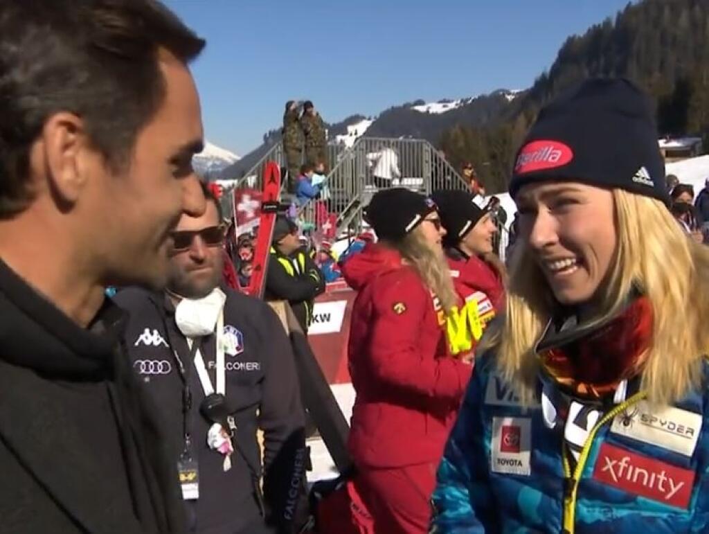 Rozhovor s Federerom v Lenzerheide si nenechala ujsť ani americká lyžiarka Mikaela Shiffrinová.