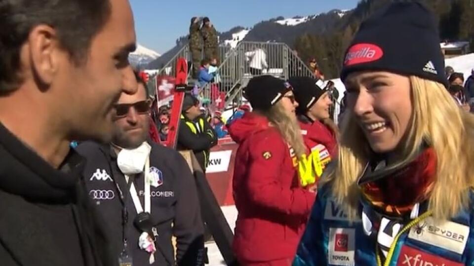 Rozhovor s Federerom v Lenzerheide si nenechala ujsť ani americká lyžiarka Mikaela Shiffrinová.