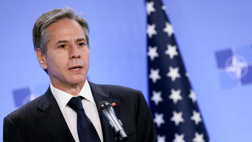 EBE 28 Brusel - Na snímke americký minister zahraničných vecí Antony Blinken počas tlačovej konferencie v sídle NATO v belgickom Bruseli 14. apríla 2021. FOTO TASR/AP
United States Secretary of State Antony Blinken speaks during a media conference at NATO headquarters in Brussels, Wednesday, April 14, 2021. (Kenzo Tribouillard, Pool via AP)