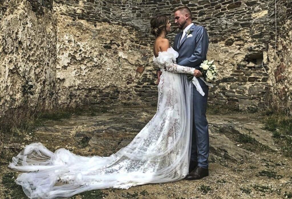 Svadobné foto Libora Boučka s manželkou.