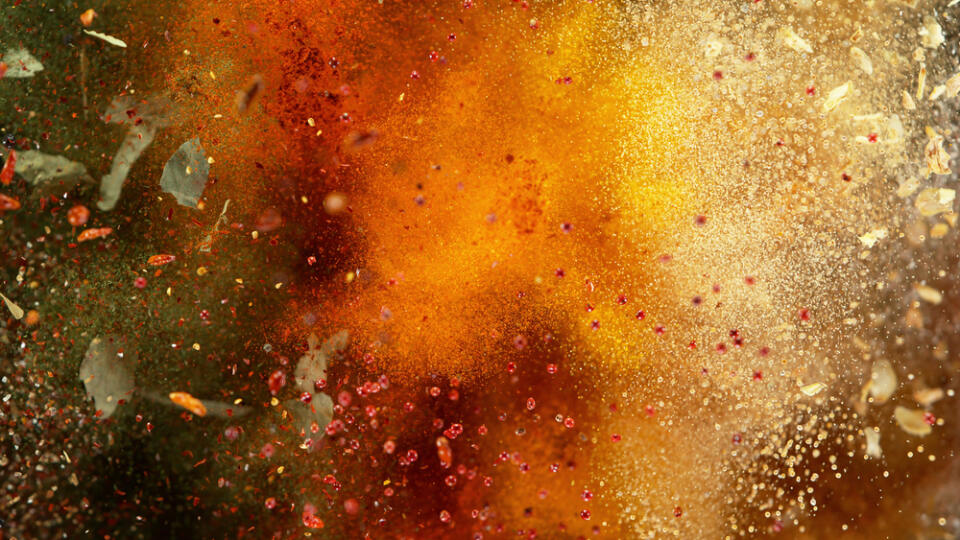 Freeze,Motion,Of,Various,Spice,Explosion,,Abstract,Culinary,Background