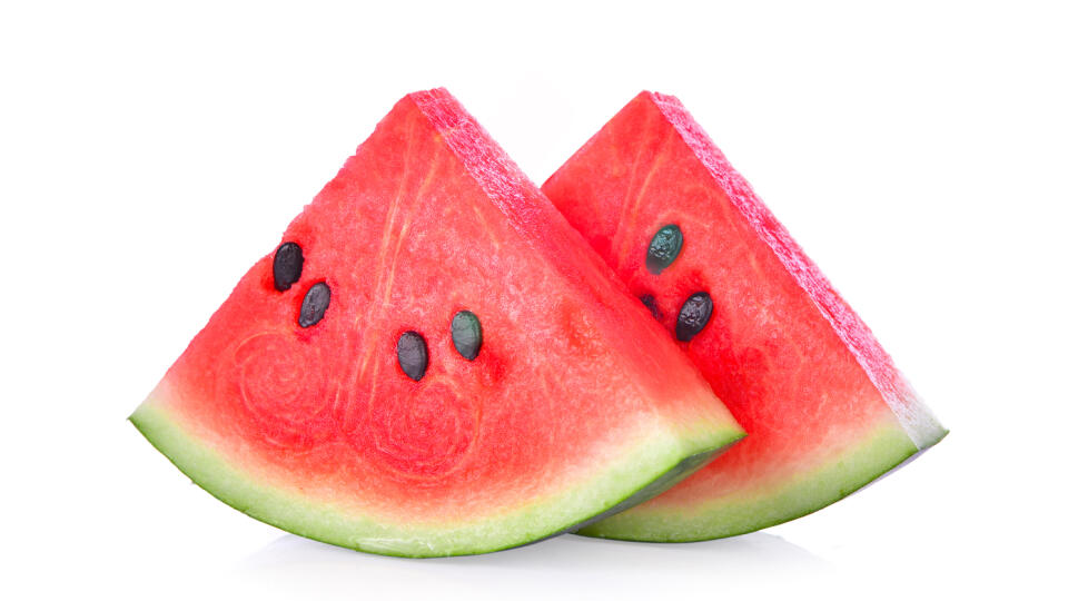 Closeup,Of,Some,Pieces,Of,Refreshing,Watermelon,On,A,White