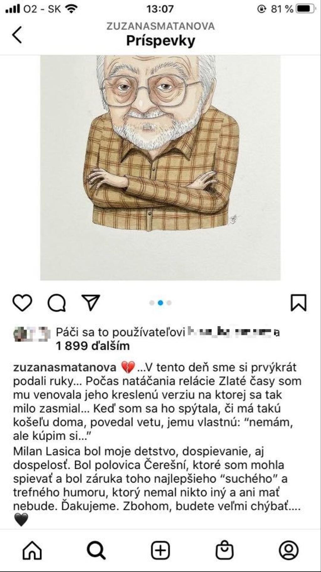 Zuzana Smatanová spomína na legendu Milana Lasicu.