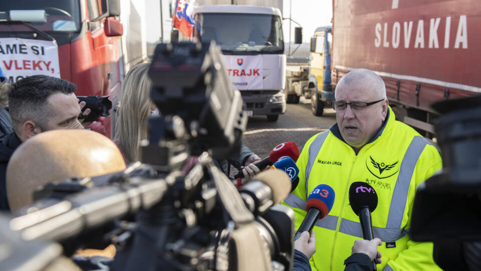 Protest Únie autodopravcov Slovenska v Bratislave