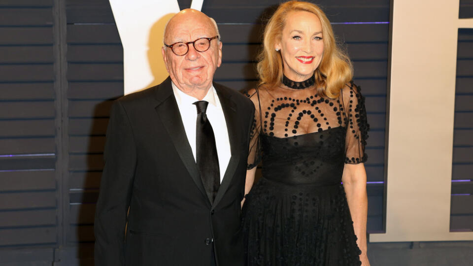 Beverly,Hills,-,Feb,24:,Rupert,Murdoch,,Jerry,Hall,At