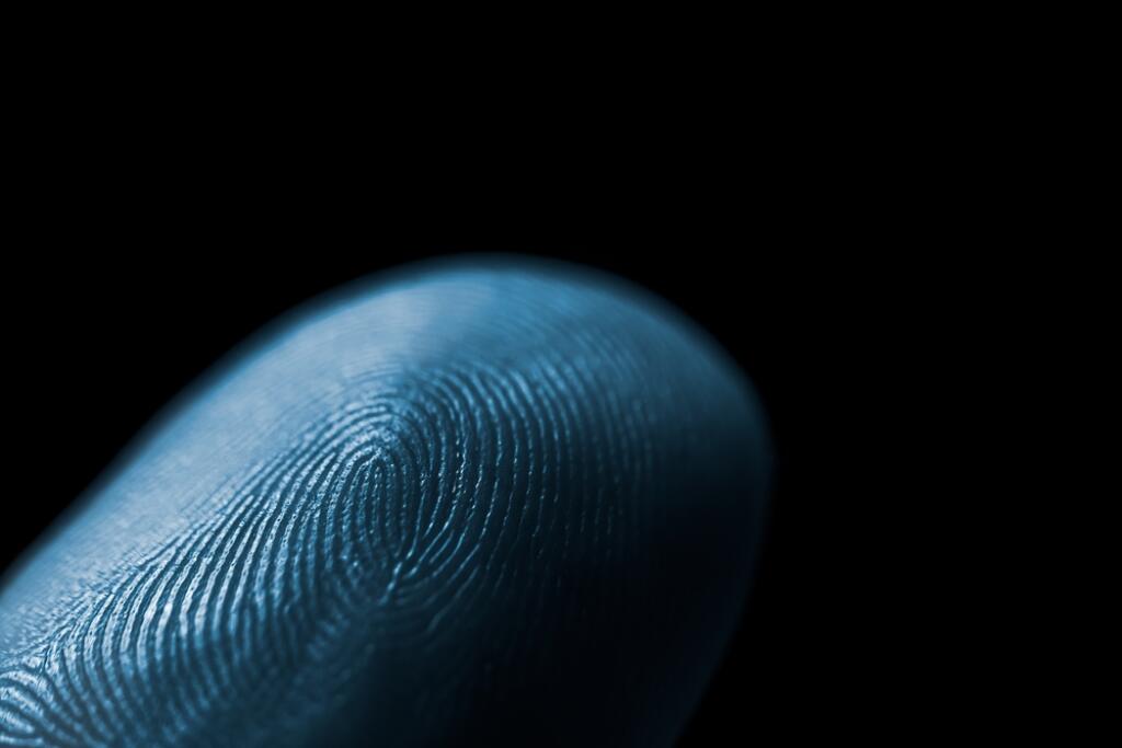 Close-up,Of,Blue,Color,Fingerprint,Texture,Of,Finger,Skin