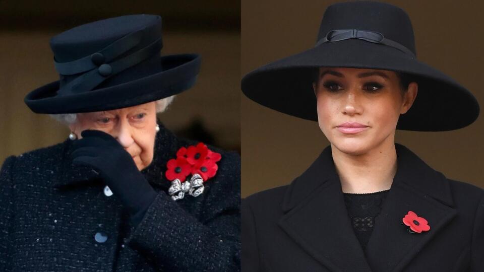 Kráľovná Alžbeta a Meghan Markle.