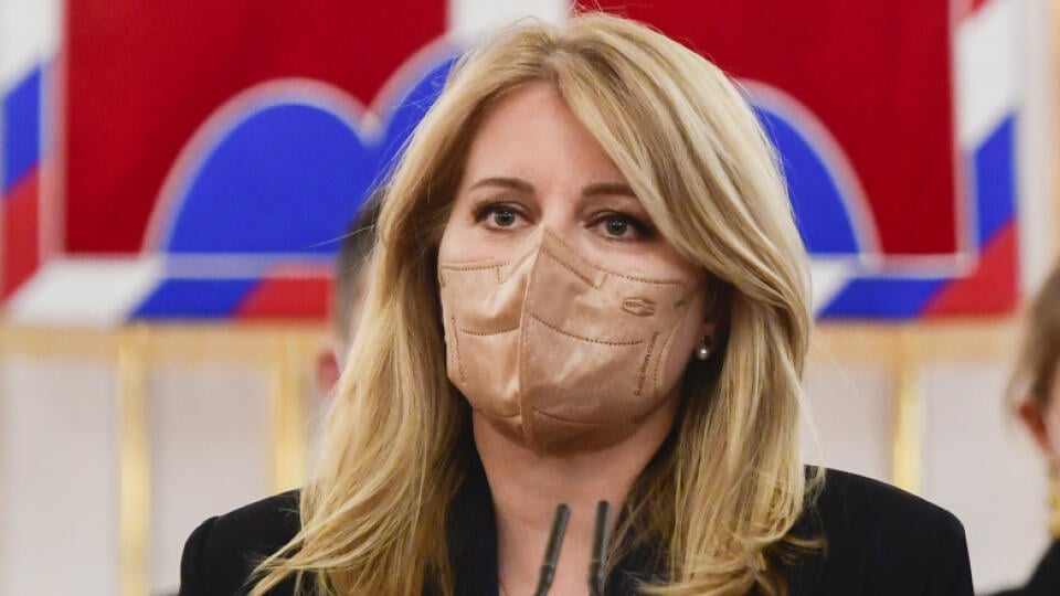 Na snímke prezidentka SR Zuzana Čaputová počas vyhlásenia k obrannej dohode s USA v Bratislave 20. januára 2022. FOTO TASR - Martin Baumann