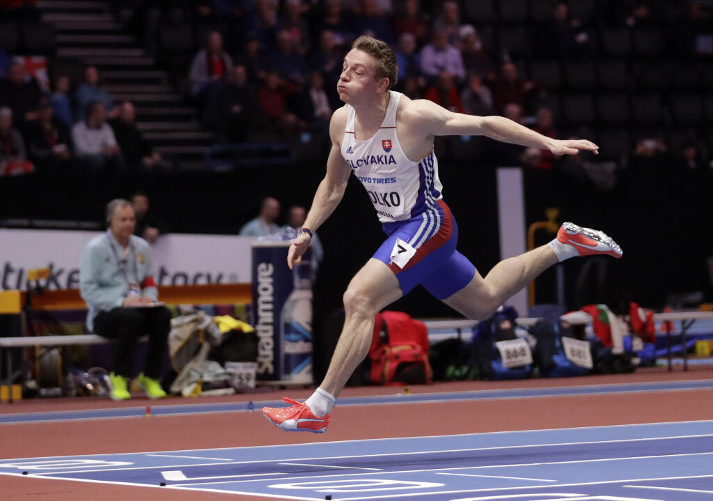 Na snímke slovenský šprintér Ján Volko v rozbehu na 60 m na halových MS v Birminghame 3. marca 2018.