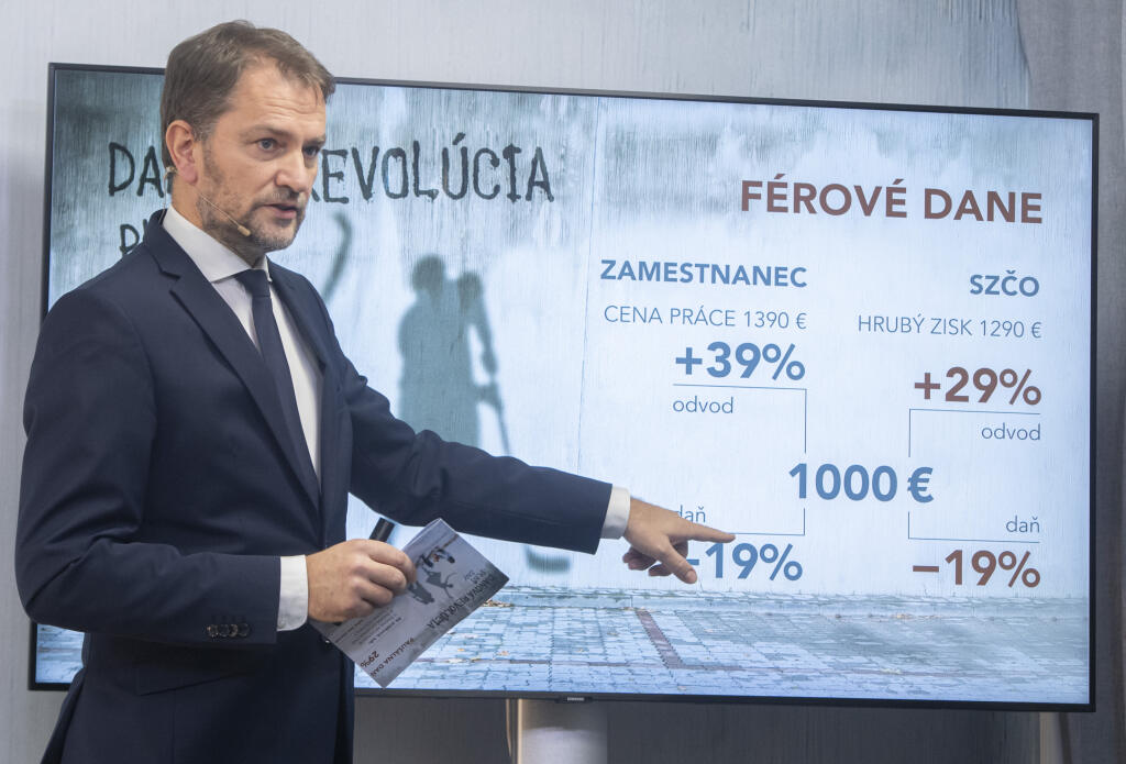 Na snímke podpredseda vlády a minister financií SR Igor Matovič počas brífingu s novinármi na tému: Daňová revolúcia: Zdaňovanie živnostníkov a reštauračný balík zmien 22. novembra 2021 v Bratislave. FOTO TASR - Martin Baumann