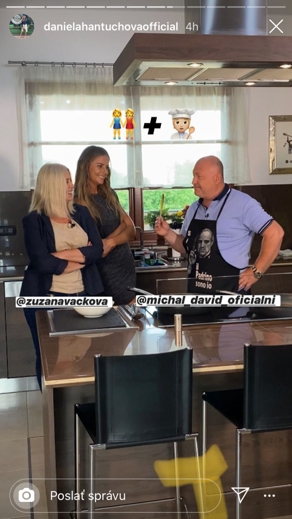 Michal David ukázal Hantuchovej aj čo to zo svojho kulinárskeho umenia.