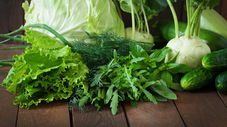 Useful,Green,Vegetables,On,A,Wooden,Background