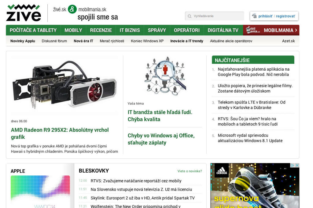 Živé.sk redizajnovalo, „pohltilo“ MobilManiu