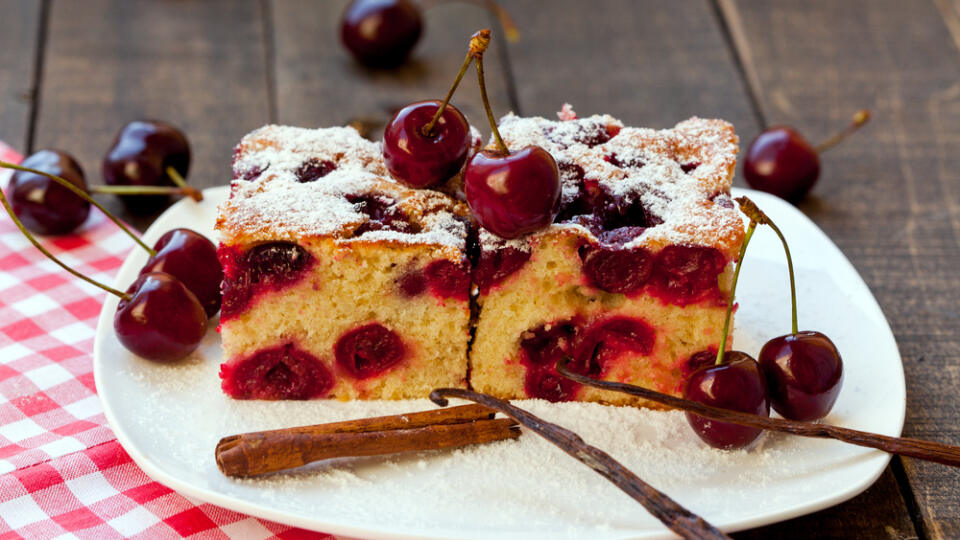 Delicious,Cake,With,Fresh,Cherries