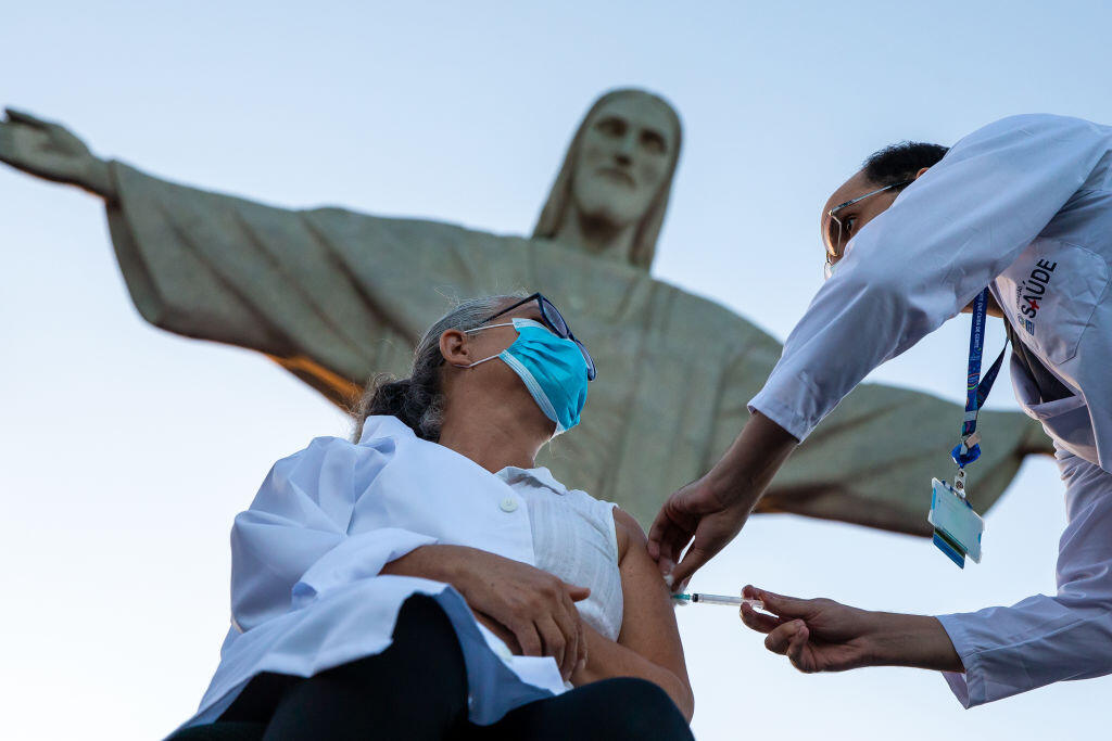 The City of Rio de Janeiro Begins the Immunization Against the Coronavirus (COVID-19) at the Christ the Redeemer