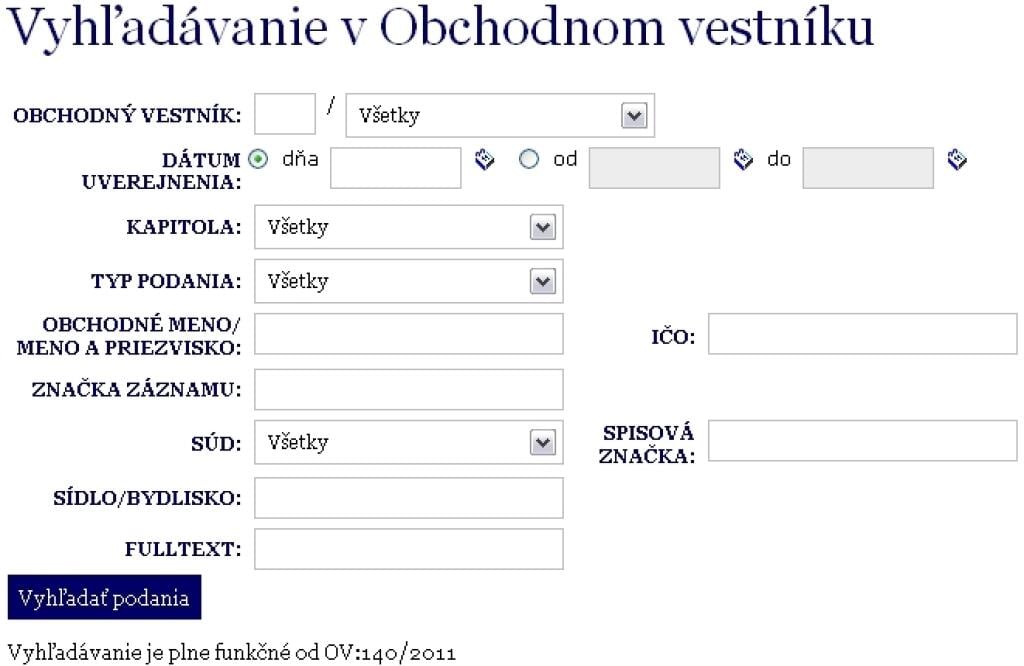 Konečne funkčný elektronický Obchodný vestník SR