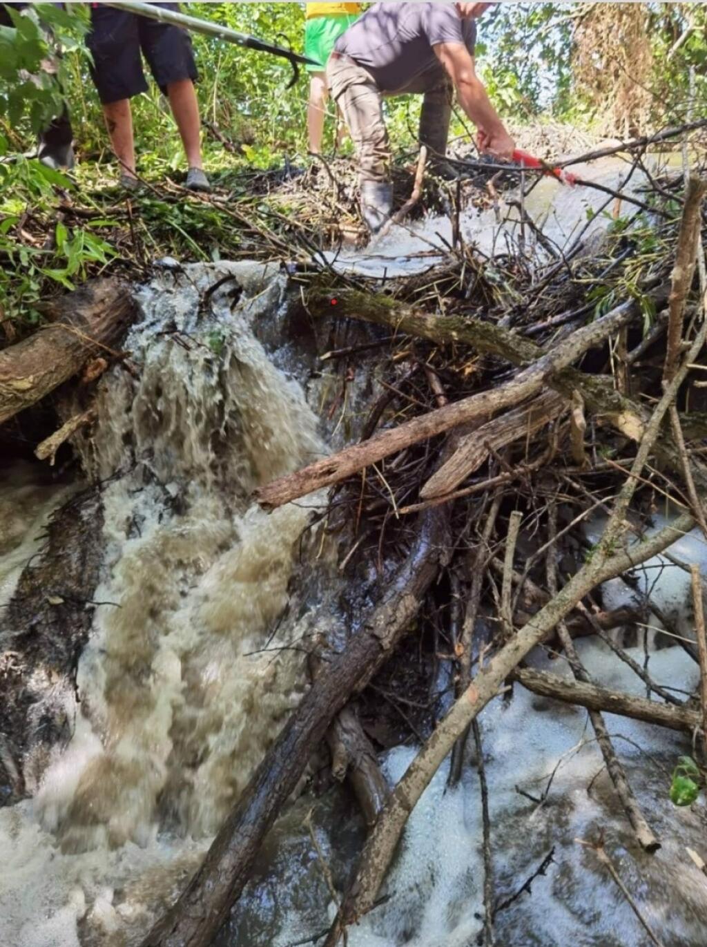 Rybári, ochranári a vodohospodári likvidovali hrádze aj počas horúceho dňa.
