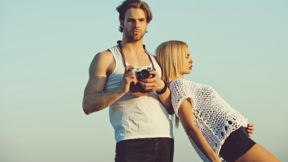 Beauty,And,Art,Fashion.,Man,With,Muscular,Body,With,Girlfriend.