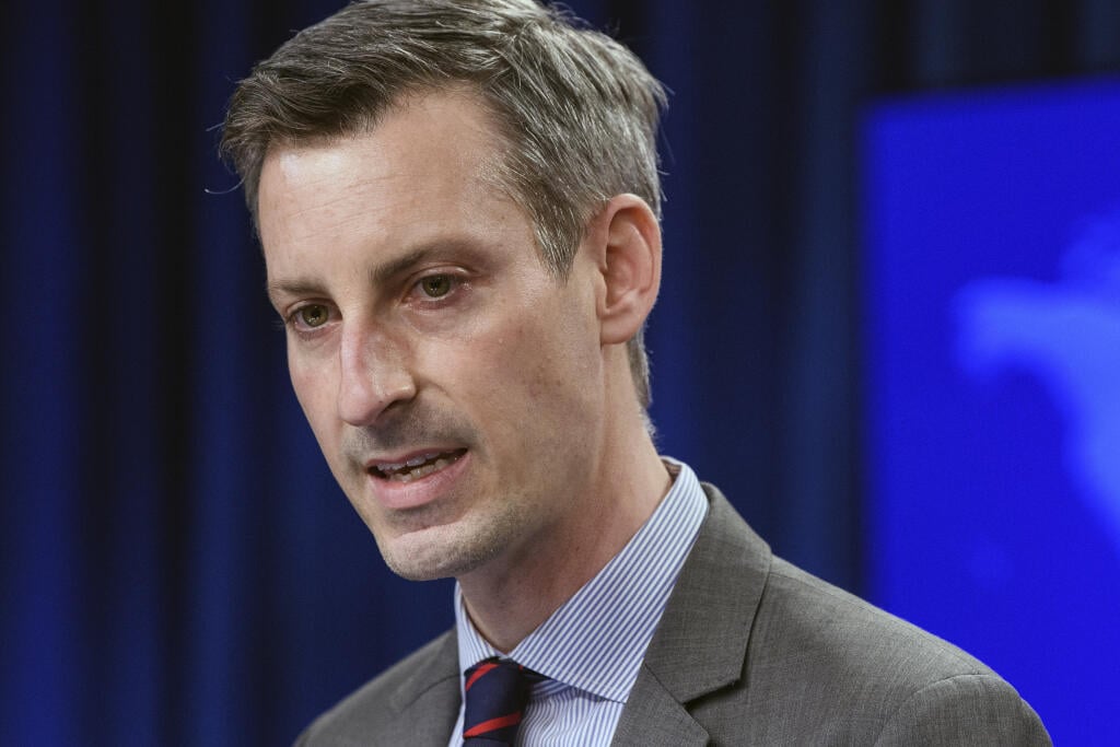 WA 3 Washington - Hovorca ministerstva zahraničných vecí Ned Price počas tlačovej konferencie vo Washingtone v pondelok 22. februára 2021. FOTO TASR/AP 

State Department spokesman Ned Price speaks during daily press briefing at the State Dept., Monday, Feb. 22. 2021 in Washington. (Nicholas Kamm /Pool via AP)
