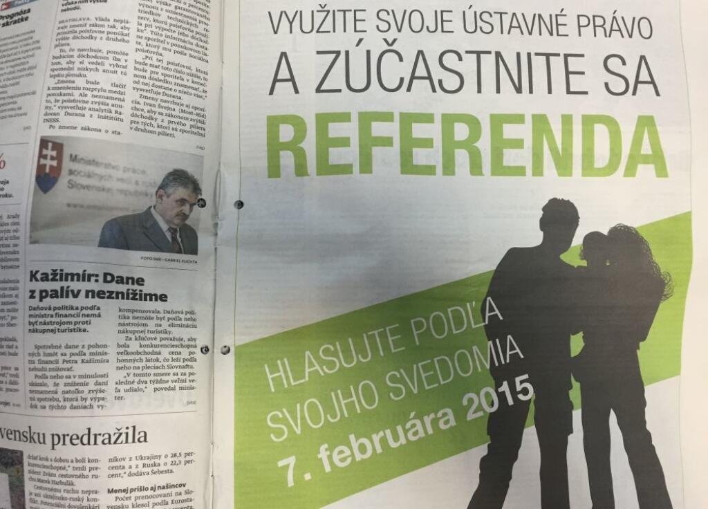 Na referendum posielal ľudí aj inzerát v Sme. Denník tají, od koho je