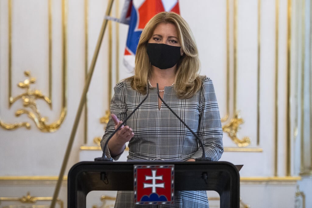 Na snímke prezidentka SR Zuzana Čaputová počas tlačovej konferencie k záverom utorkového stretnutia s predsedom vlády SR Igorom Matovičom, v stredu 4. novembra 2020 v Bratislave. FOTO TASR - Jaroslav Novák