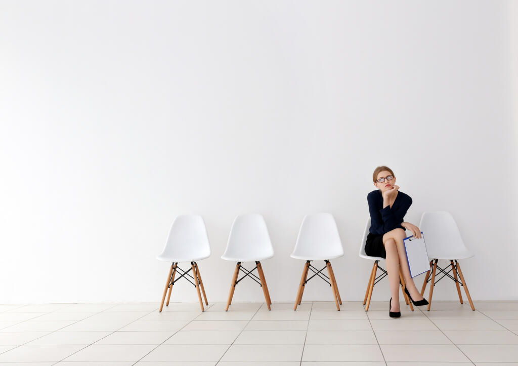 Young,Woman,Waiting,For,Job,Interview