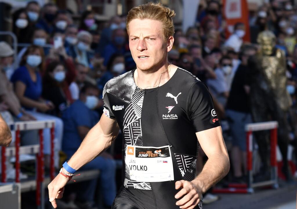 Na snímke slovenský šprintér Ján Volko počas behu na 60 yardov na mítingu JBL Jump Fest 2021 v Košiciach 9. septembra 2021.