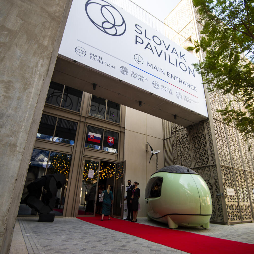 Na snímke vstup do slovenského pavilónu na Svetovej výstave Expo Dubaj 2020 v Dubaji