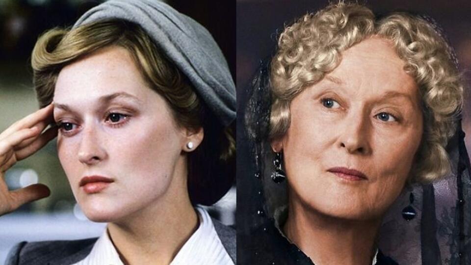 Meryl Streep vo veku 29 a 70 rokov.