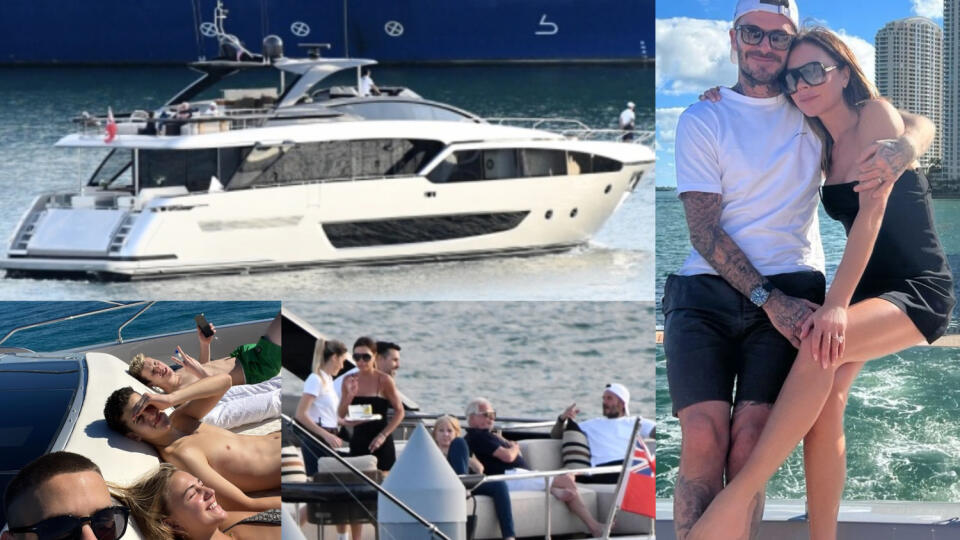 David Beckham vyvetral svoju jachtu. Na plavbu okolo Miami vzal deti s priateľmi, manželku Victoriu a jej rodičov.