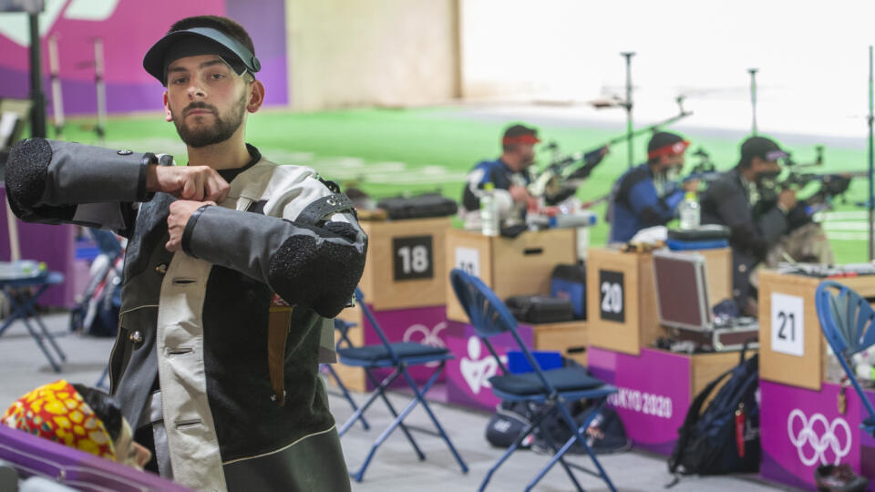 Na snímke slovenský strelec Patrik Jány počas kvalifikácie v ľubovoľnej malokalibrovke 3x40 na XXXII. letných olympijských hrách v Tokiu, 2. augusta 2021. FOTO TASR - Martin Baumann