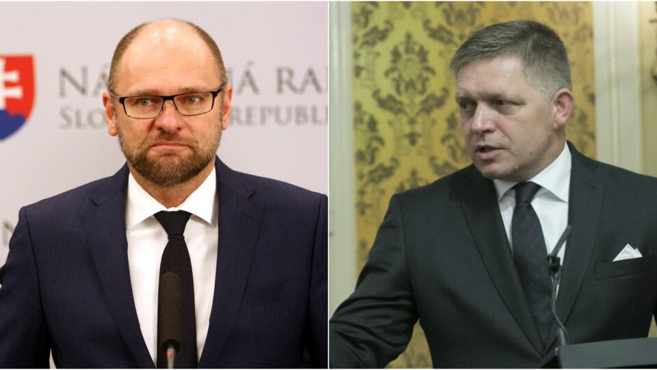 Predseda Smer-u Robert Fico, vpravo, a predseda SaS a europoslanec Richard Sulík, vľavo.