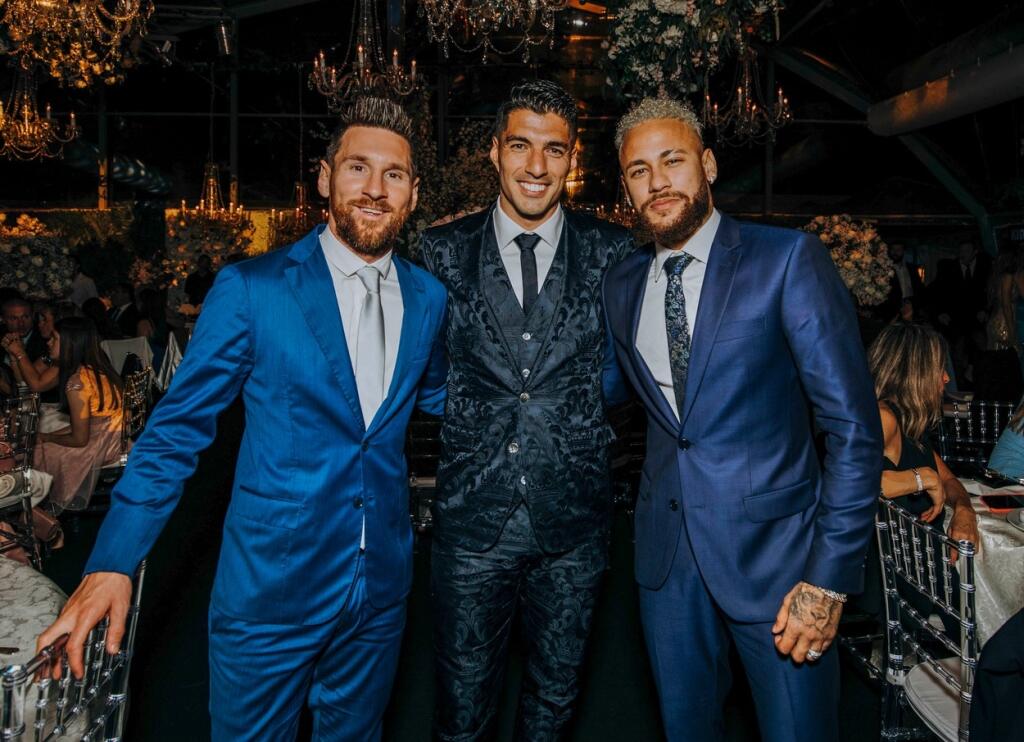 Trio MSN - Messi, Suarez, Neymar opäť pokope, hoci len na svadobnej párty.