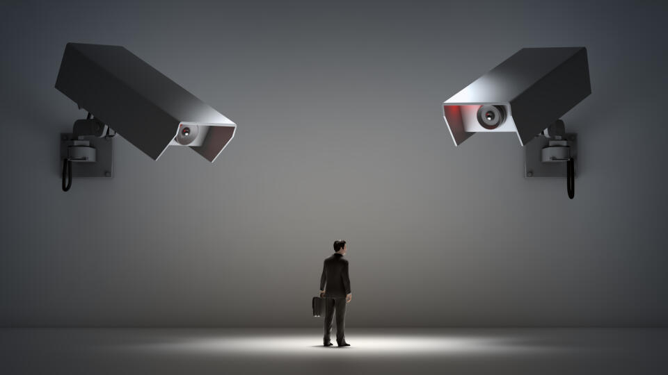 Video surveillance and privacy issues concept illustration.
