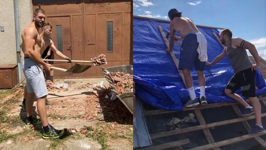 Jiří Procházka a Michal Kempný pomáhajú obetiam tornáda.